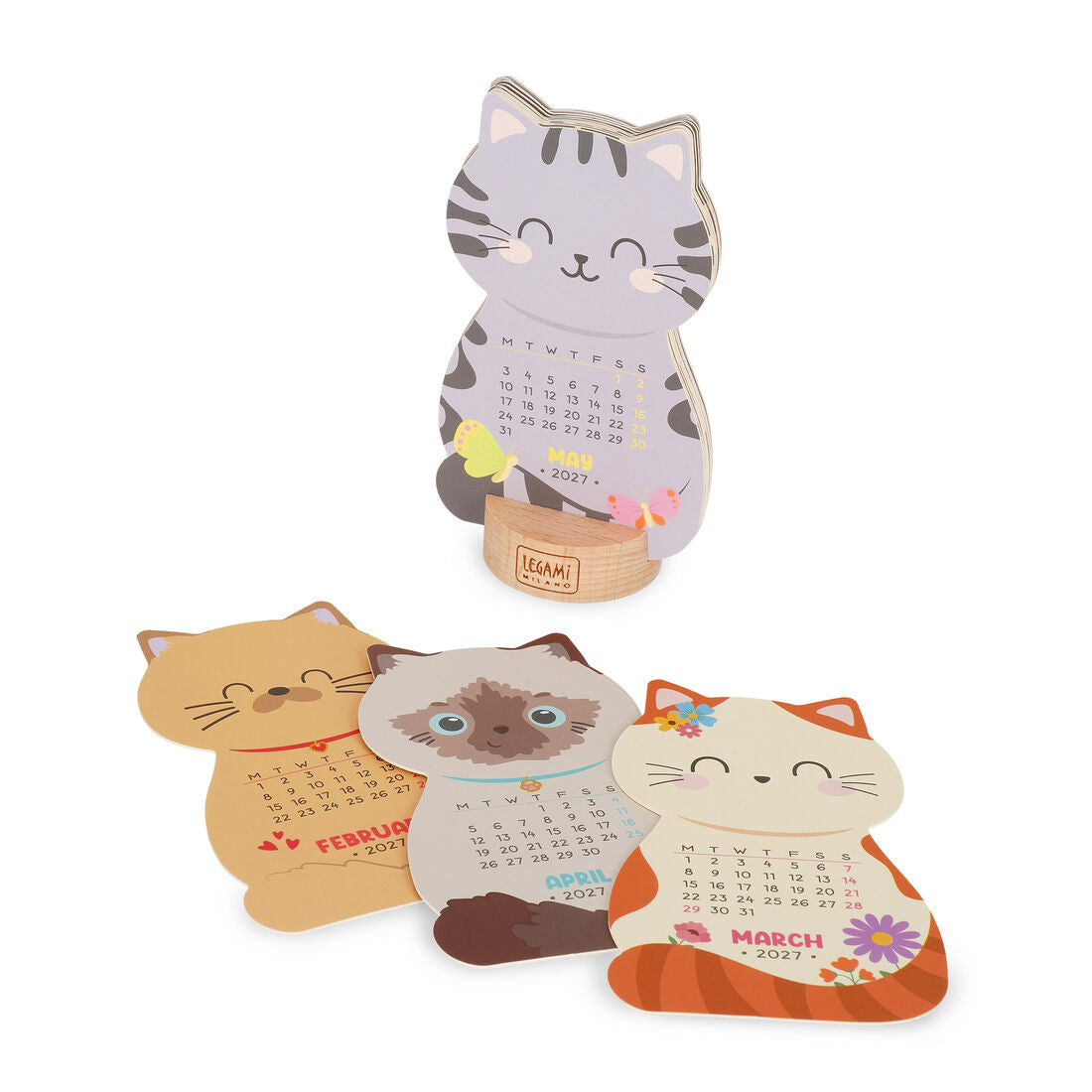 Legami Calendario Sagomato 2027 Cats con Base in Legno, fotografia 4