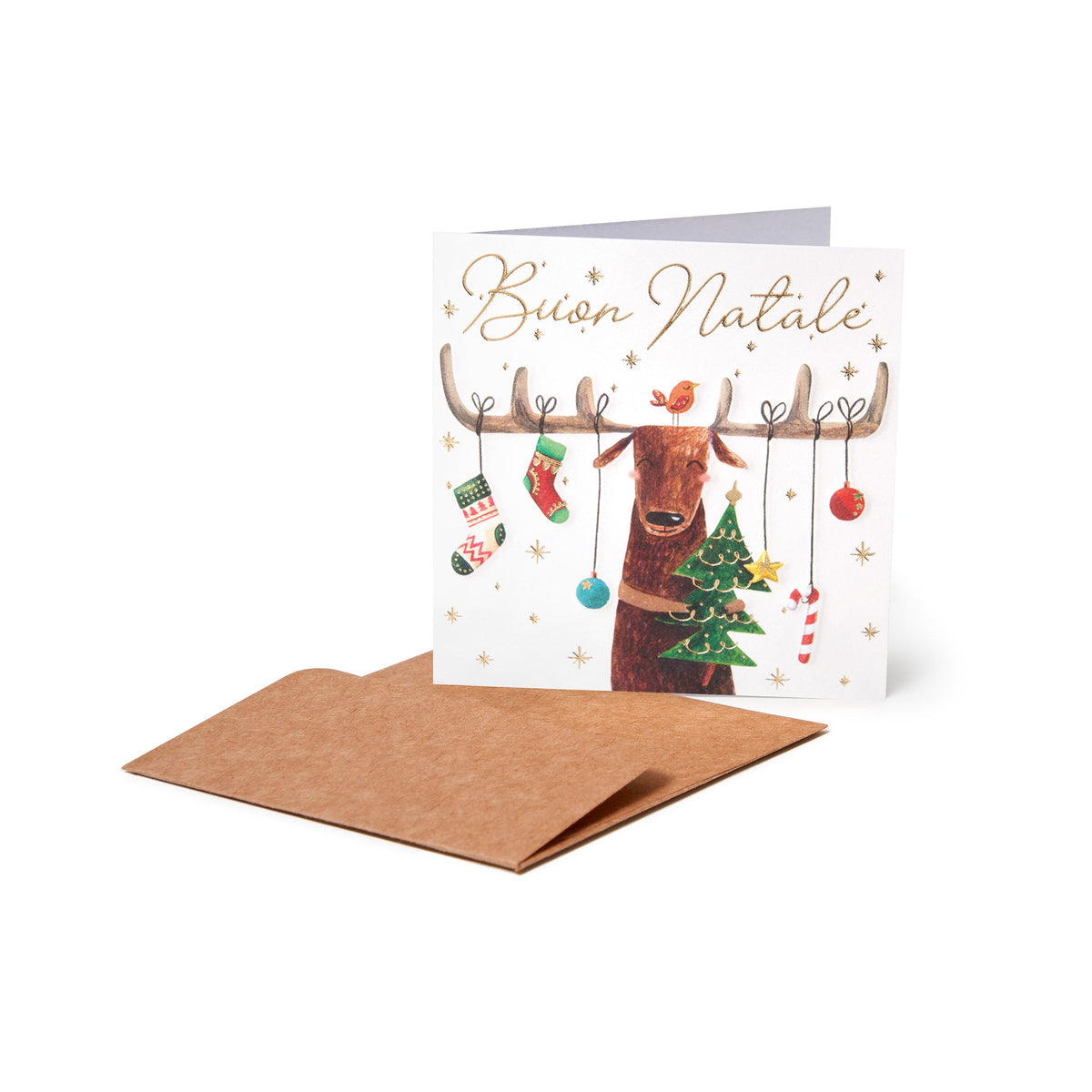 Legami mini biglietto Natale renna 7 x 7 con busta, foto originale
