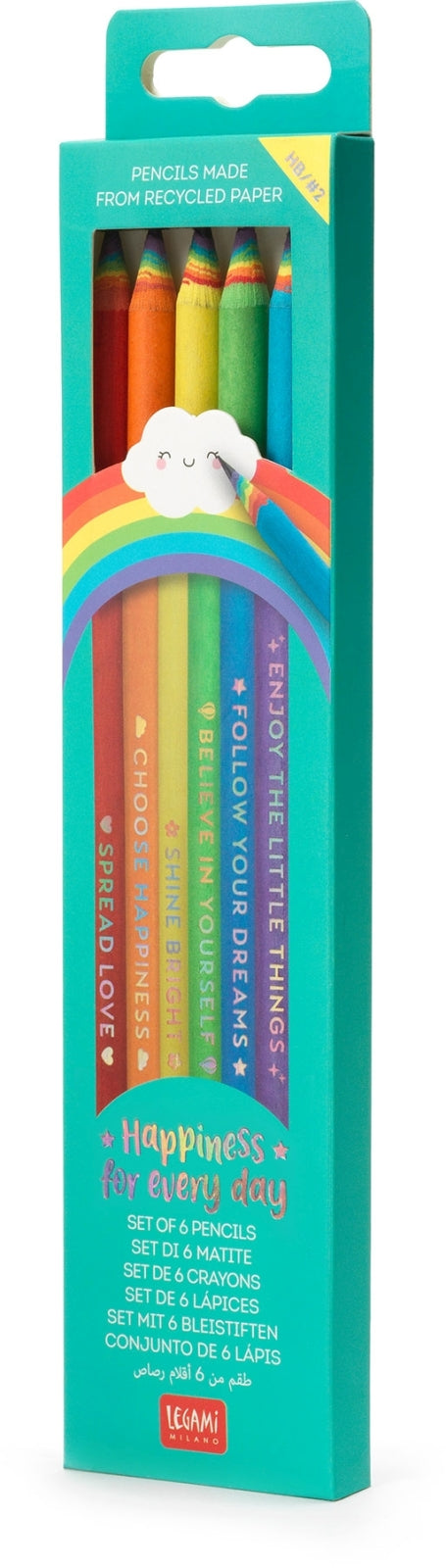 Legami HAPPINESS FOR EVERY DAY - SET OF 6 HB GR - 8054117621346