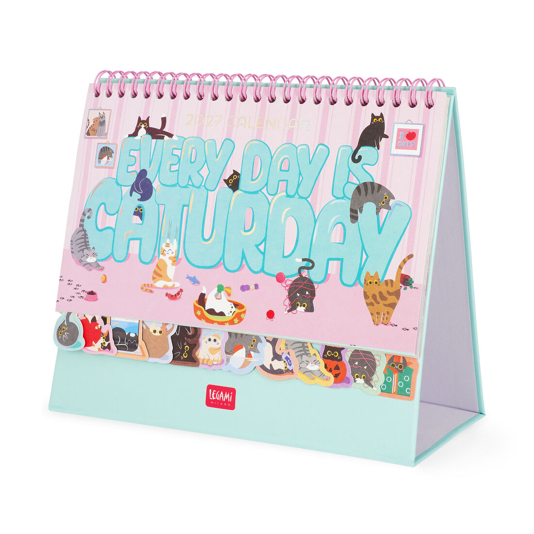 Legami Calendario da Tavolo 2027 Every Day Is Caturday con Adesivi, foto 1
