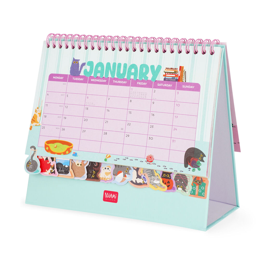 Legami Calendario da Tavolo 2027 Every Day Is Caturday con Adesivi, foto 2