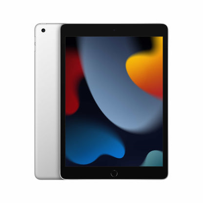 Apple iPad 10,2″ 2021 64GB WiFi Argento ricondizionato, vista anteriore e posteriore