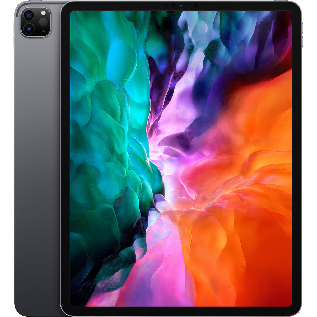 Apple iPad Pro 12,9″ 2020 256GB WiFi + Cellular Grigio ricondizionato, vista anteriore e posteriore