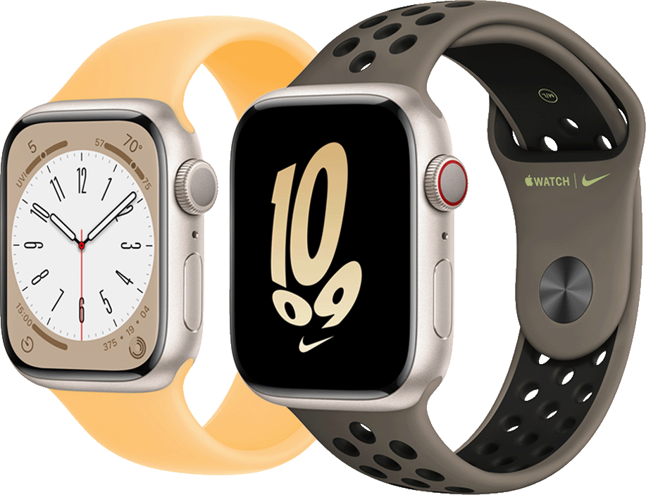 Apple Watch Series 8 ricondizionato – foto illustrativa della gamma; vedere la variante per colore e cinturino