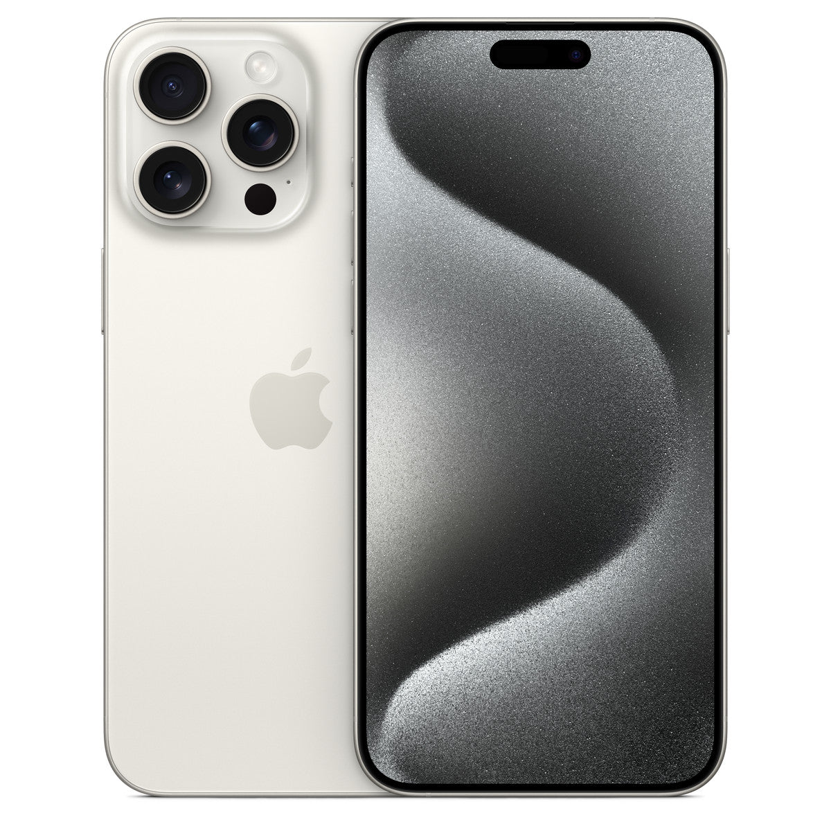 Apple iPhone 15 Pro Max Titanio Bianco vista frontale e posteriore