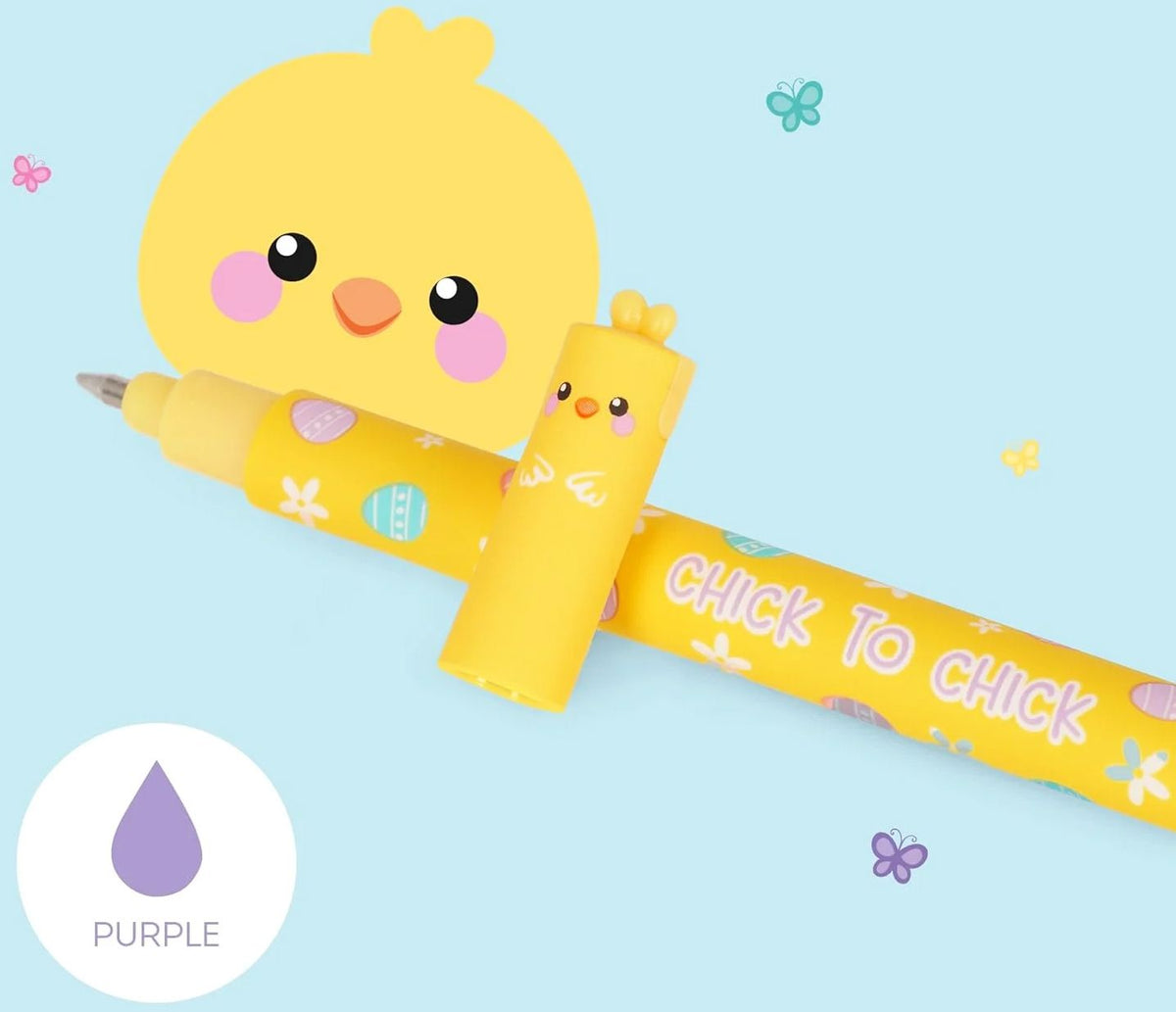 Penna cancellabile Chick Legami Hoppy Easter con tappo a pulcino