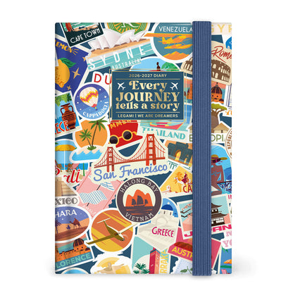 Legami Agenda Giornaliera Fotografica Small 16 Mesi 2026/2027 Travel Stickers, foto 1
