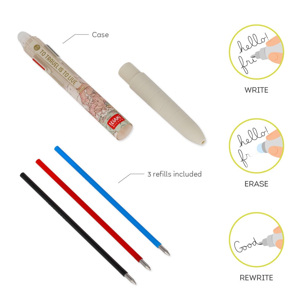 Legami Make Mistakes Travel Penna Gel Cancellabile 3 Colori, fotografia 3