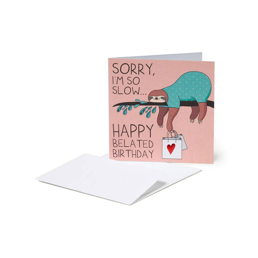 Legami Bigliettino Bradipo Happy Belated Birthday 7 x 7 cm