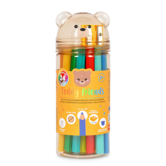 Legami Teddy Friends Set di 24 Matite Colorate con Temperino - TDP0001 - foto 1