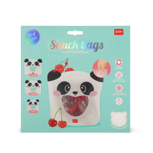 Legami Snack Bags Set di 3 Buste per Alimenti Riutilizzabili Panda - ZB0004 - foto 5