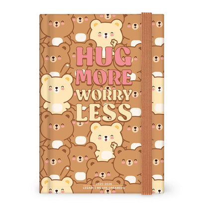 Agenda Legami Teddy Bear Medium 2025/2026, copertina con orsetti Hug More Worry Less