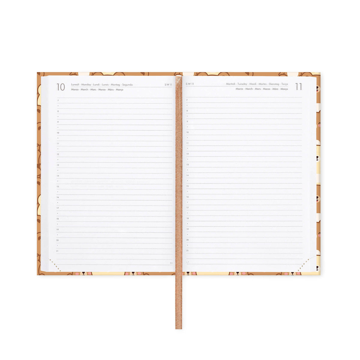 Agenda Legami Teddy Bear Medium 2025/2026, pagine giornaliere interne e segnalibro