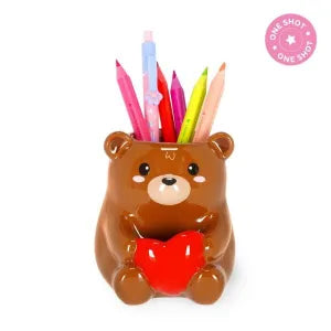 Portapenne in ceramica Legami Desk Friends Teddy Bear