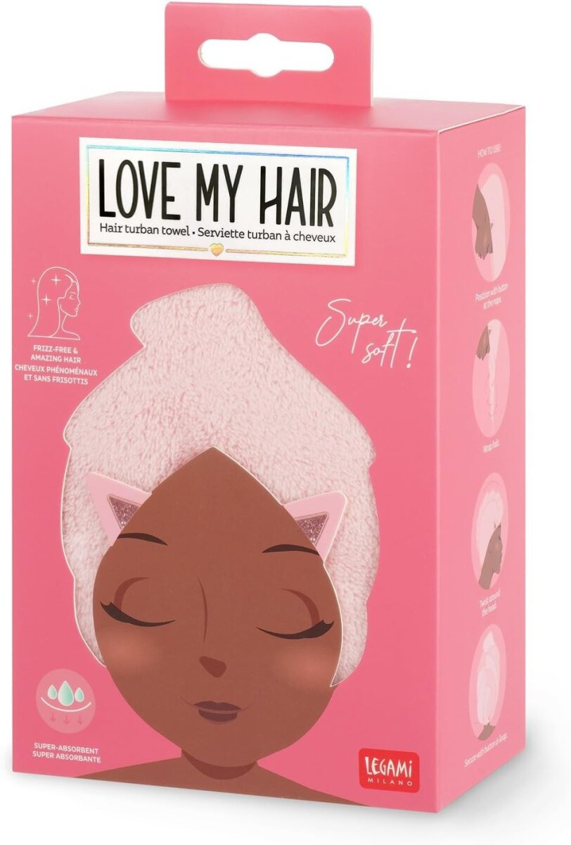 Legami LOVE MY HAIR - HAIR TURBAN TOWEL- KITTY - 8052694000912