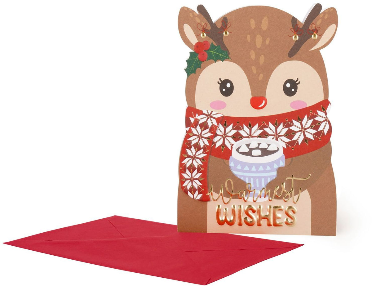 Legami biglietto di Natale Holly Jolly Reindeer con busta rossa