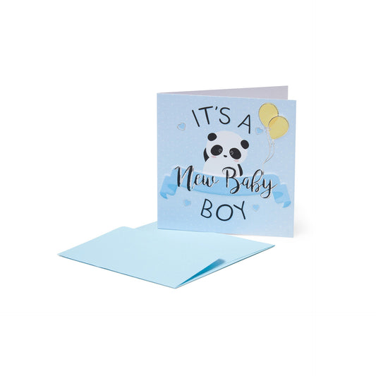 Legami Baby Panda Boy, mini biglietto per nascita bimbo 7x7 cm, EAN 8056304487940